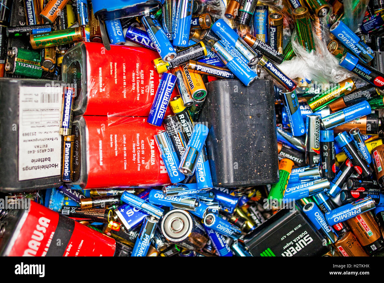 Lagerung von Batterien zu recyceln, recycling-Center Stockfoto