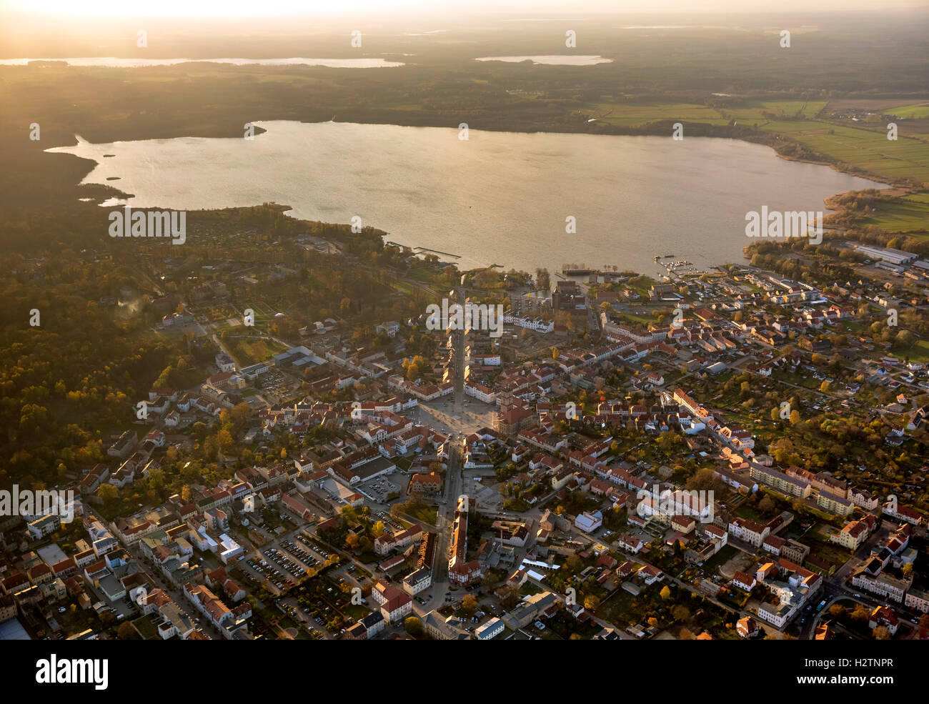 Luftbild, Zierker Seen, Neustrelitz, Mecklenburger Seenplatte, Müritz, Mecklenburg-Vorpommern, Deutschland, Europa, Luftbild Stockfoto