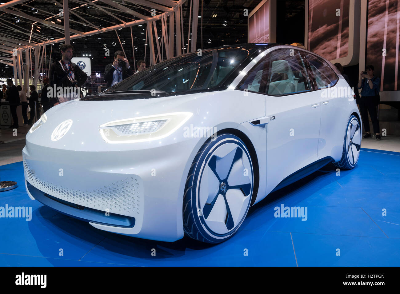 Neue Volkswagen ID Elektro-Plug-in Konzept-Fahrzeug auf der Paris Motor Show 2016 Stockfoto