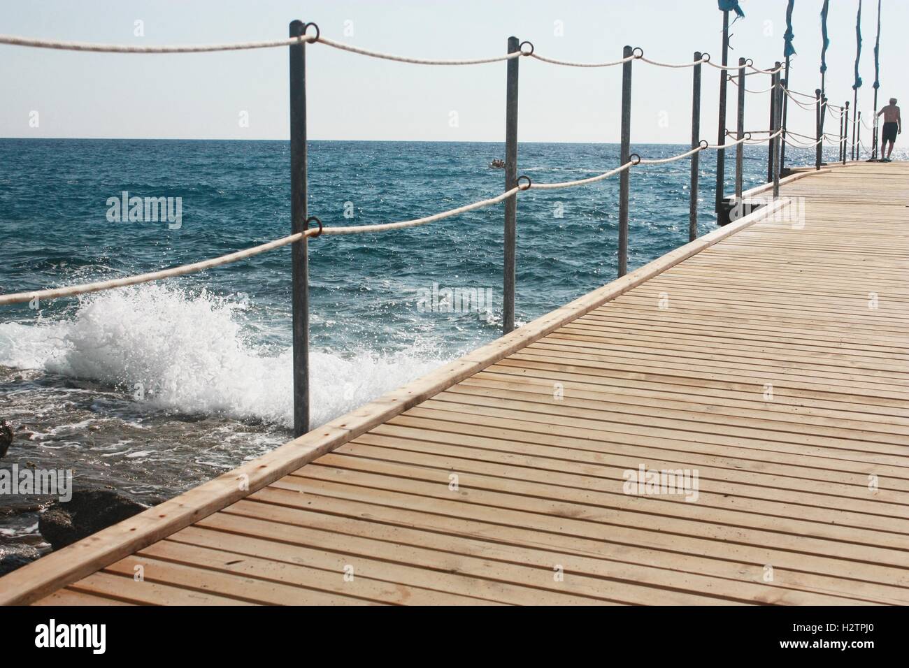 Meer, Welle, blau, Brücke, Mittelmeer, Türkei, Stockfoto