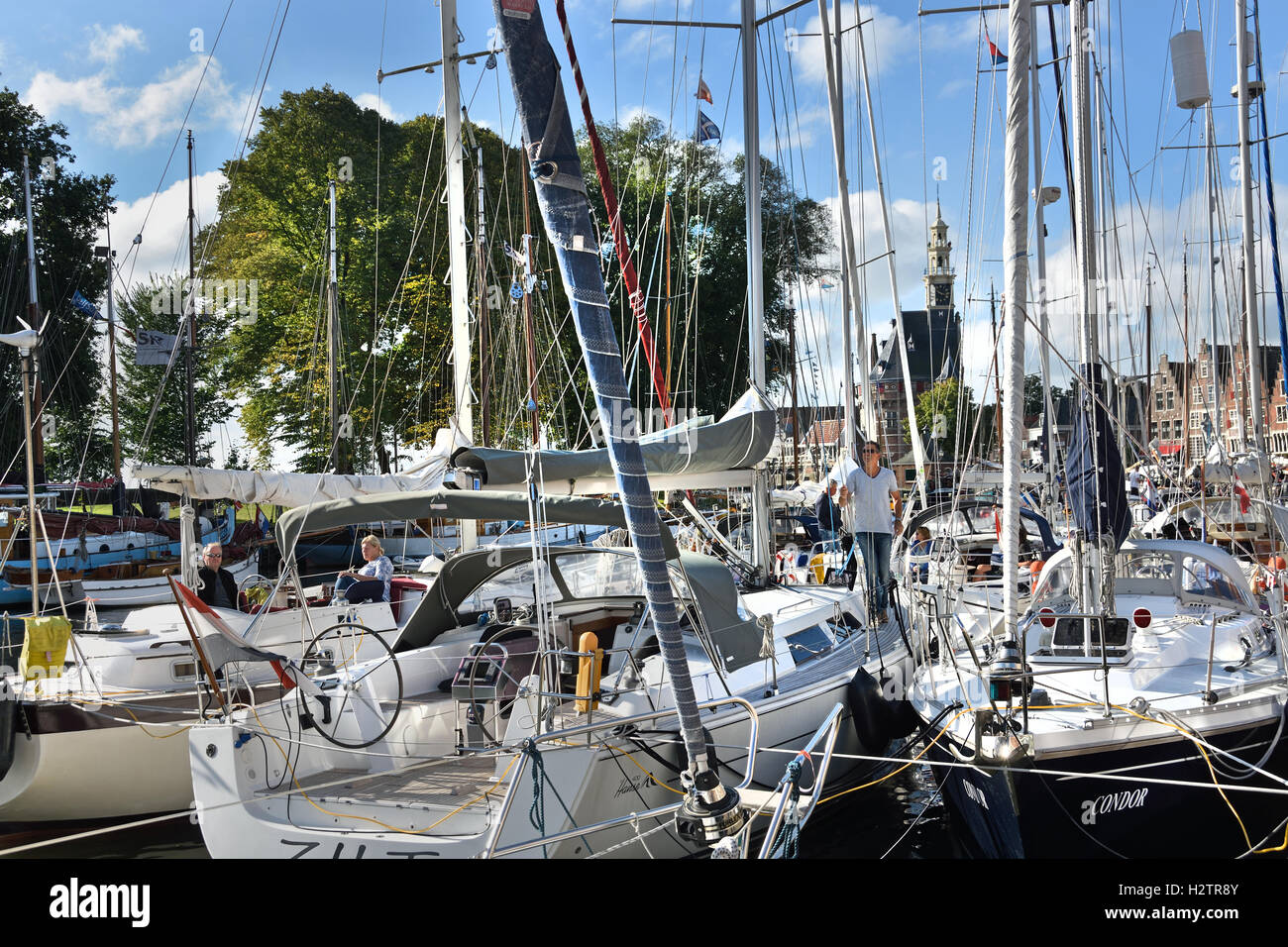 Alten Hafen Hafen Hoorn Niederlande Segelboot Schiff Stockfoto