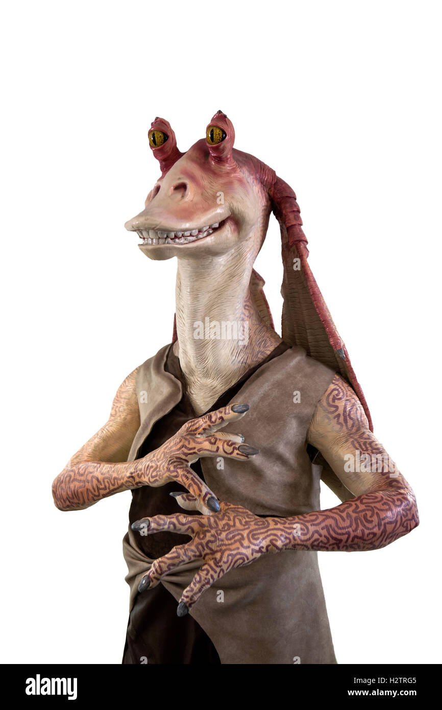 Jar Jar Binks Modell aus Star Wars. Stockfoto