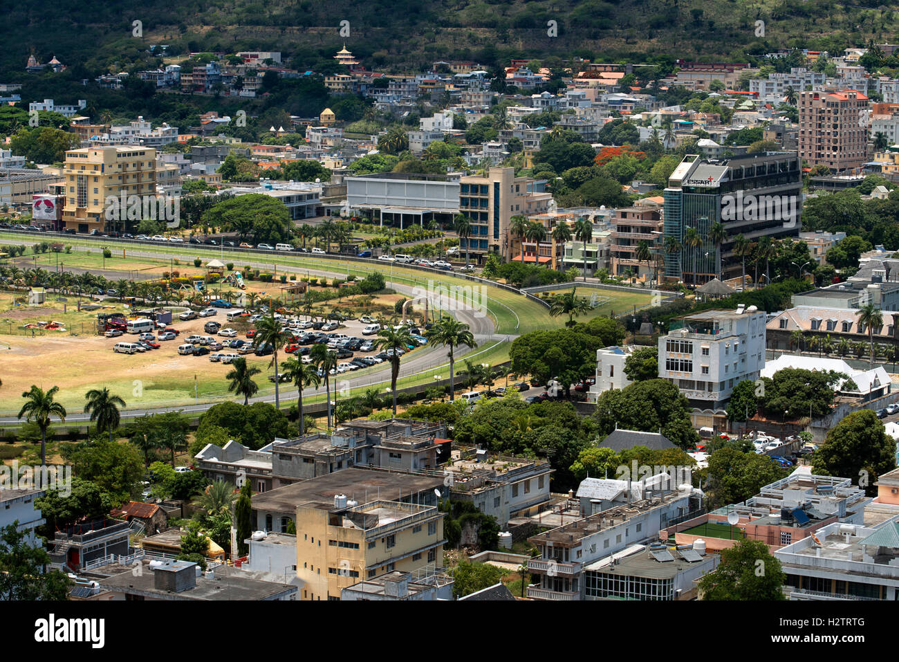 Das Champ de Mars Race Course, Blick von der Zitadelle, Port Louis, Mauritius. Stockfoto