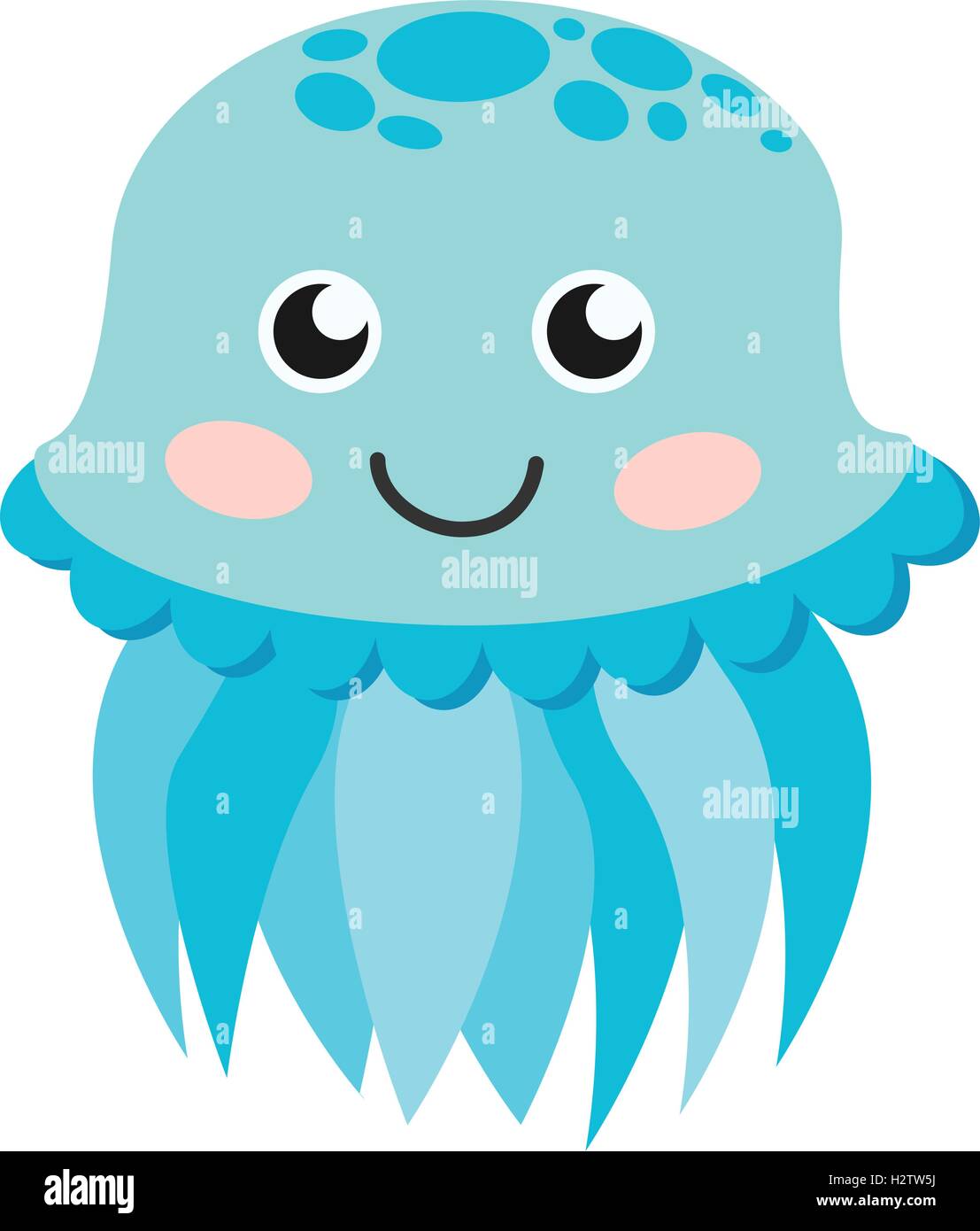 Niedliche glückliche Quallen cartoon Charakter Meer Tier Vektor-Illustration. Stock Vektor