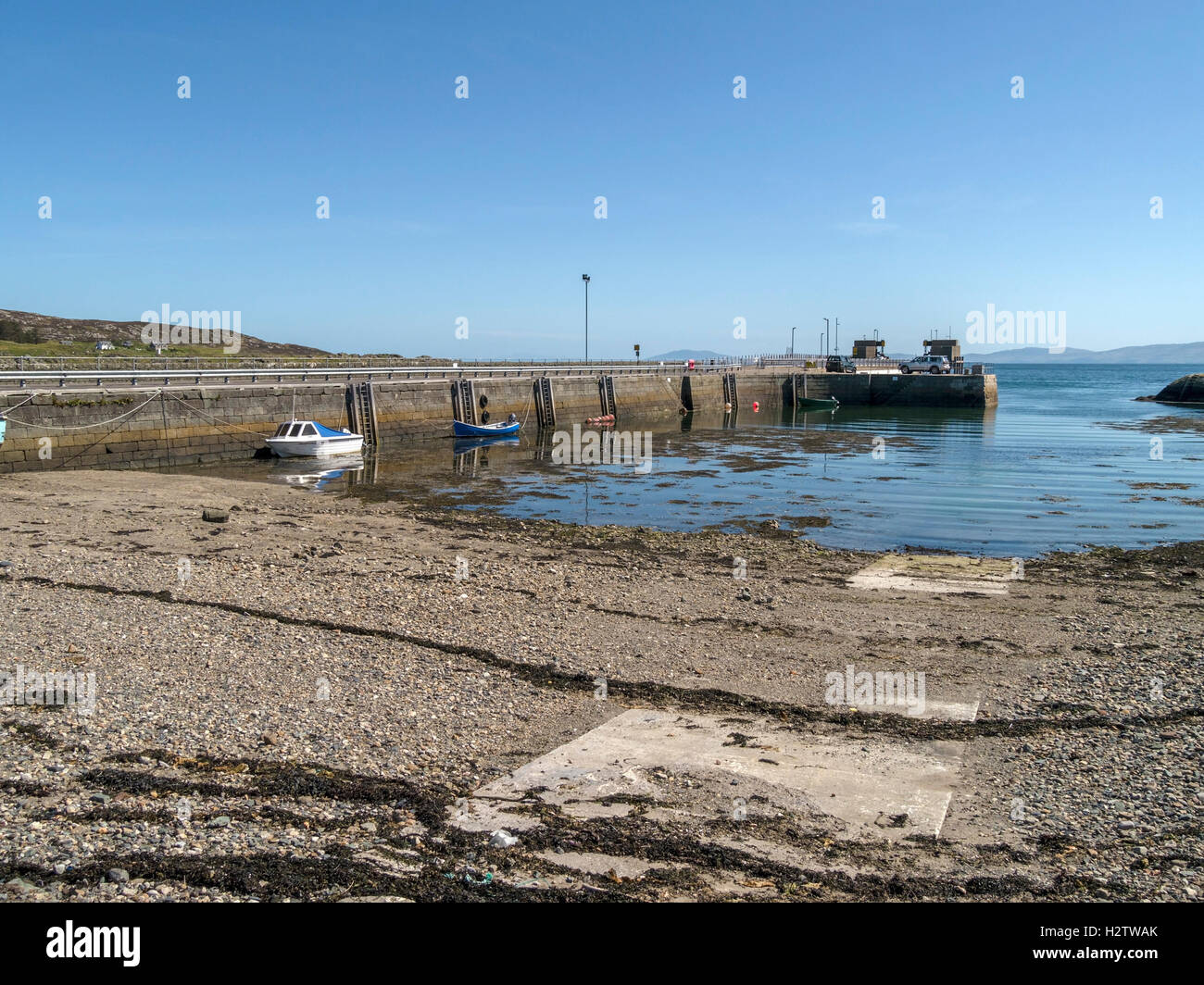 Scalasaig Hafen, Insel Colonsay, Schottland, Großbritannien. Stockfoto