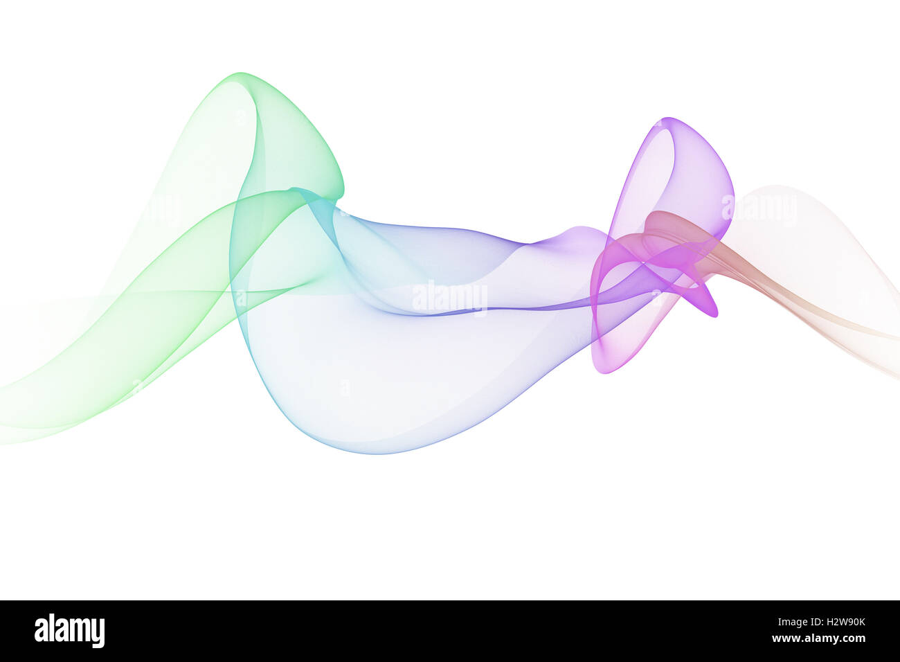 bunten Stoff glatte Welle auf weißem Hintergrund Stockfoto