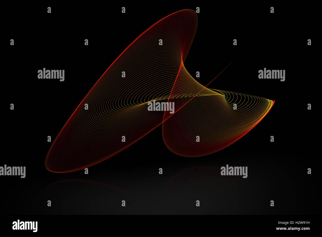 rot abstrakt Schallwelle mit Reflex auf schwarzem Hintergrund für Logo oder symbolische Design. Stockfoto