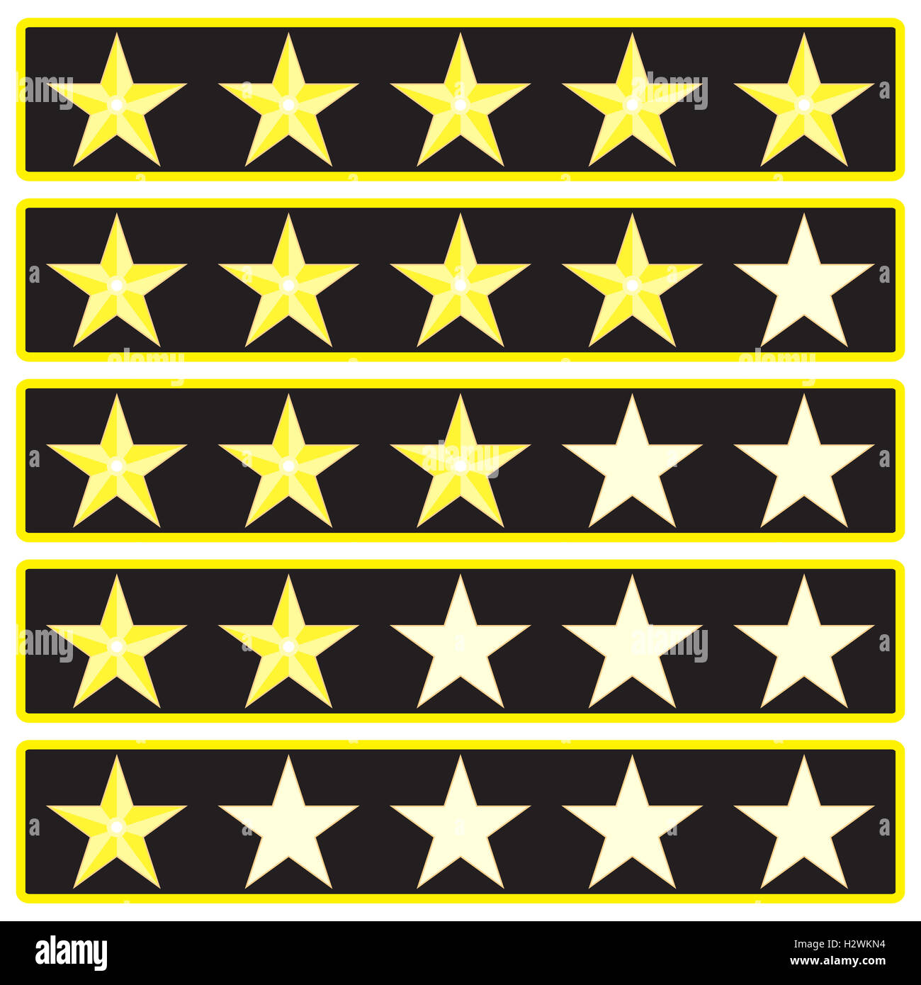 Elemente-Sterne Rang Spiel-Interface. Ranking und Rating-Symbol, Vektor-illustration Stockfoto