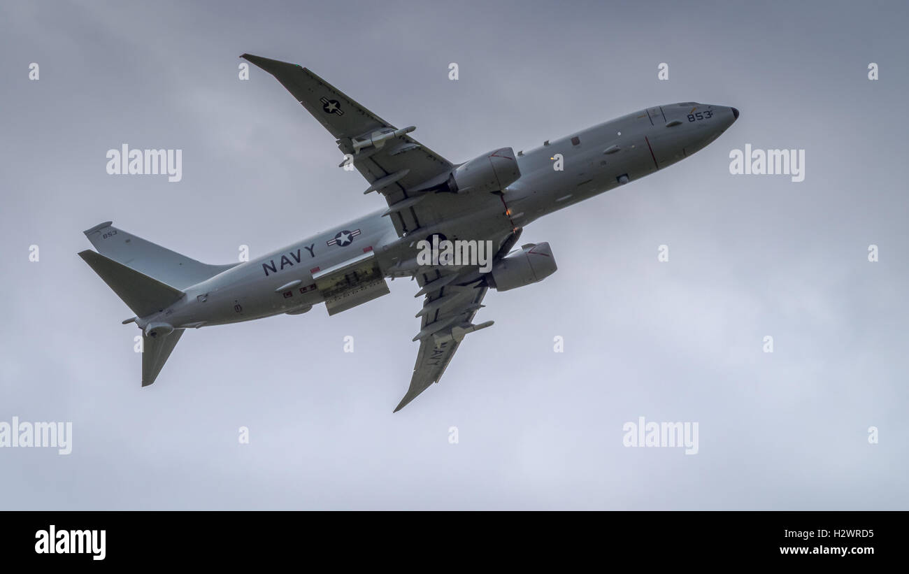 Boeing P8A Poseidon, ist der US-Marine anti-u-Boot-Patrouille Flugzeug im Flug Stockfoto