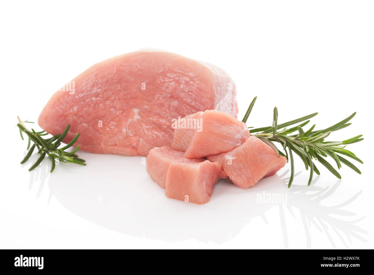 Rohes Schweinefleisch isoliert. Stockfoto