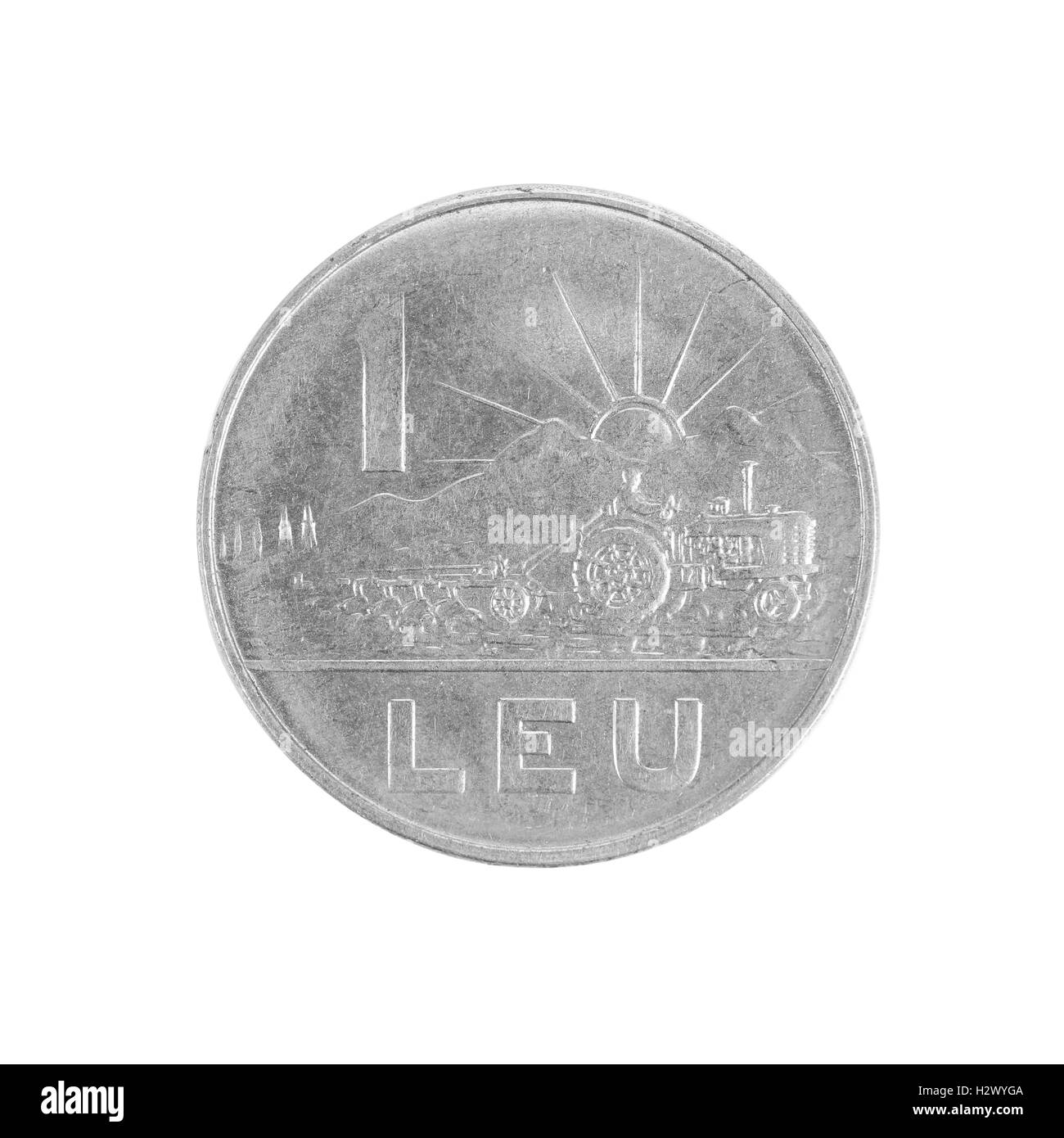 Eine rumänische Lei Münze. Stockfoto