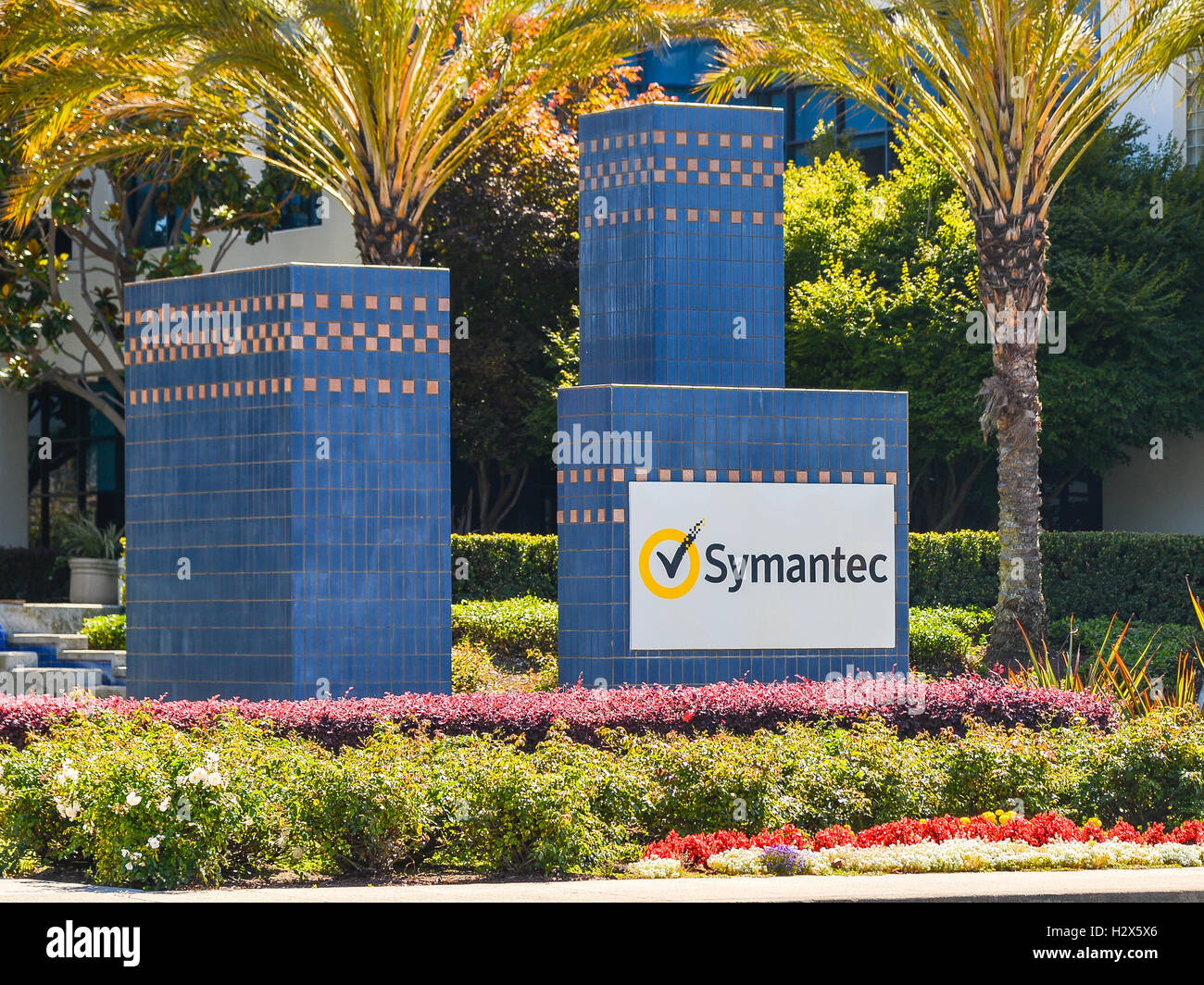 Mountain View, CA - 24. Juli 2016: Symantec Corp. Campus. Das Unternehmen produziert Software für Sicherheit, Lagerung & Backup. Stockfoto