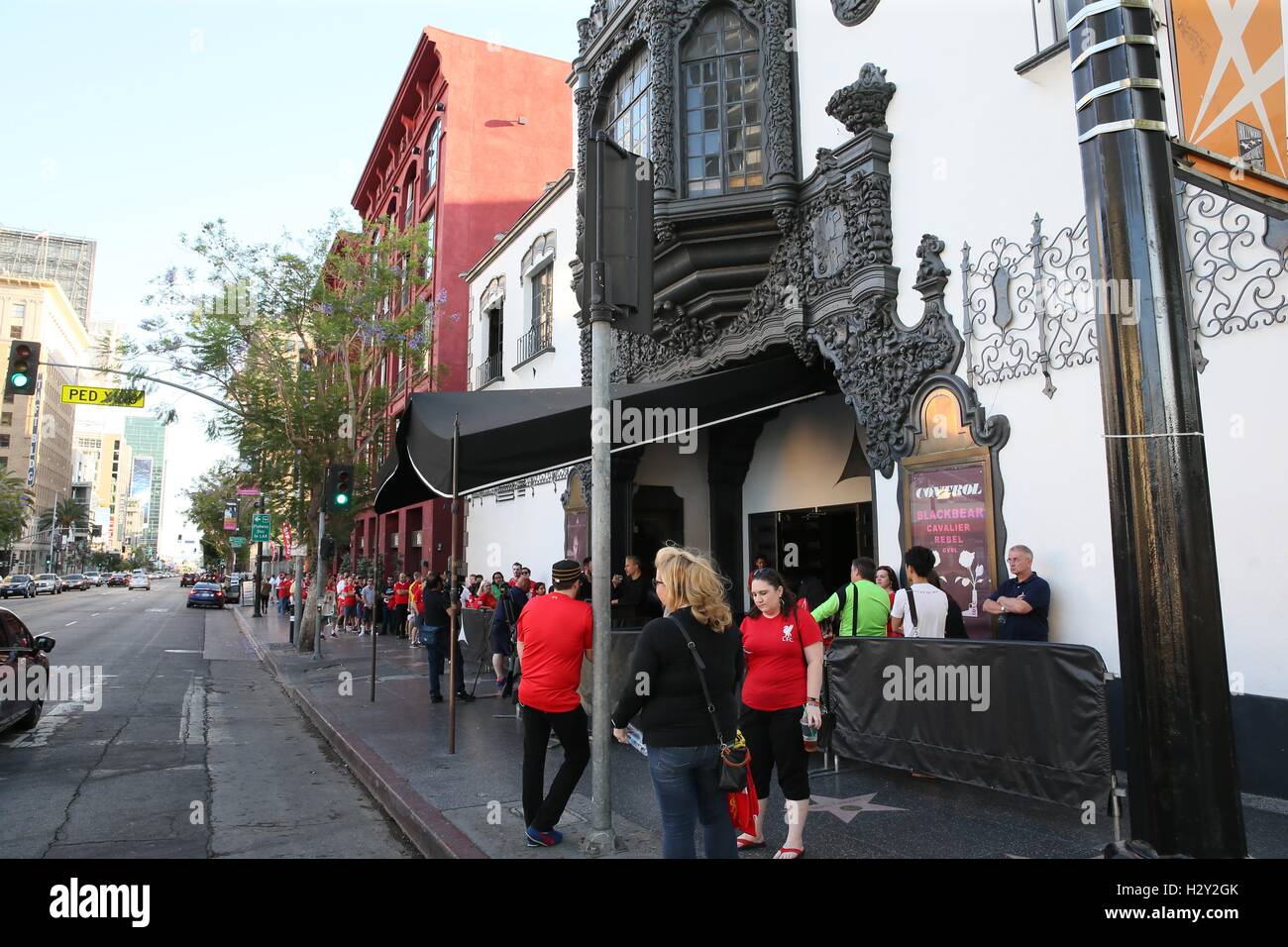 LFC-Legenden in Hollywood, moderiert von TV-Moderator Peter Mcdowell. Interviews und Q&A mit Luis Garcia, Robbie Fowler, Ian Rush und Garry Mc Allister.  Mitwirkende: Atmosphäre wo: Los Angeles, California, Vereinigte Staaten von Amerika bei: 27. Juli 2016 Stockfoto