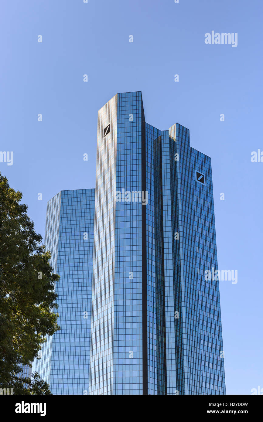 Deutsche Bank Zwillingstürme, Sitz der Bank, Financial District, Frankfurt Stockfoto