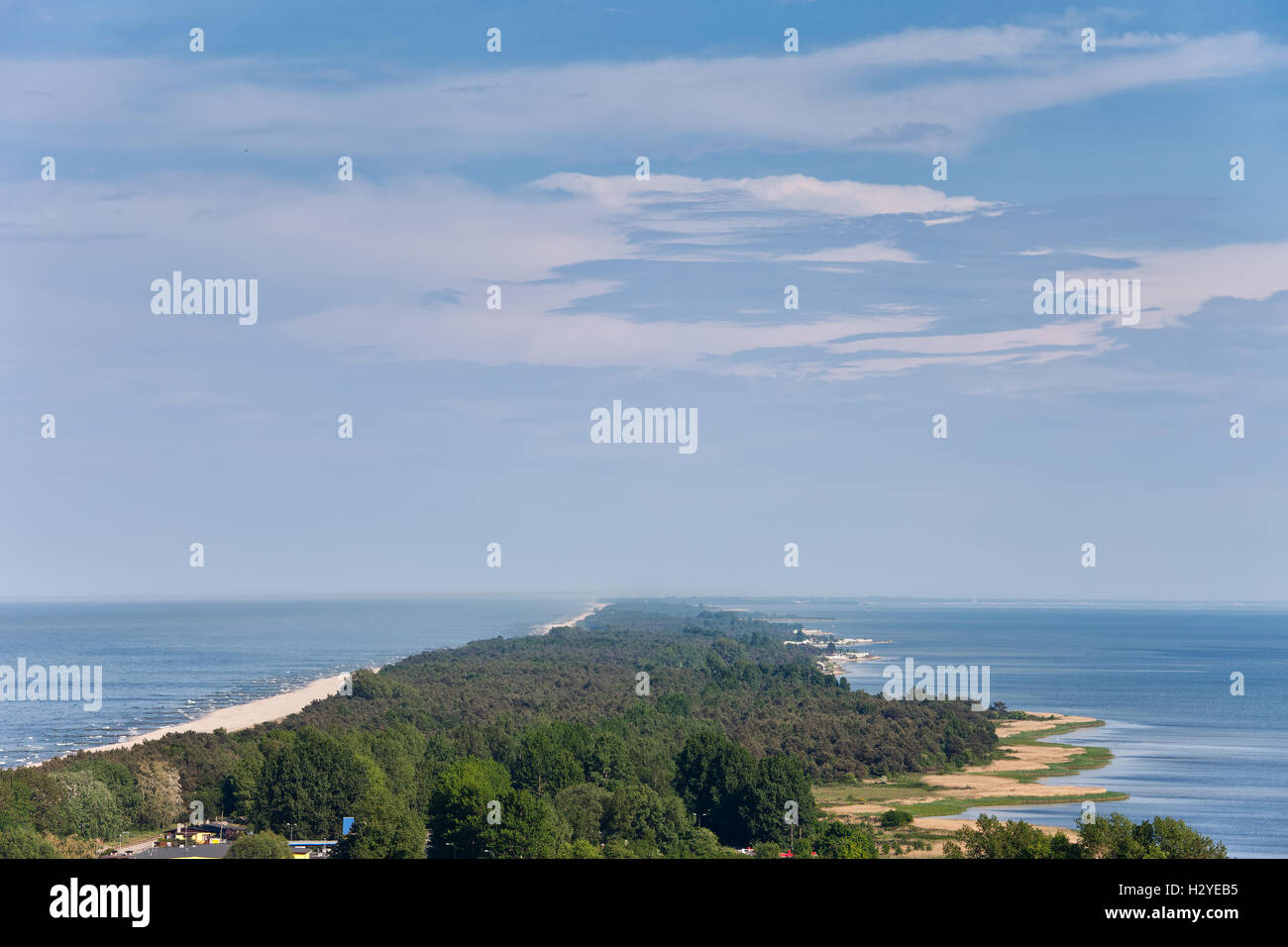 Die Halbinsel Hel in Polen, Ostsee und Putziger Wiek (Zatoka Pucka), Luftbild Stockfoto