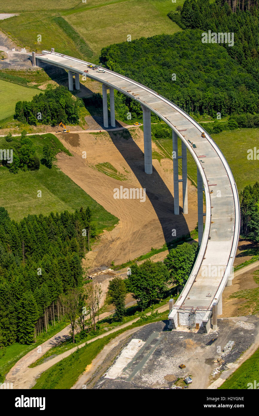 Luftbild, A46 Expansion, Bestwig und Olsberg, Autobahnbrücken, Sauerland, Nordrhein-Westfalen, Deutschland Stockfoto