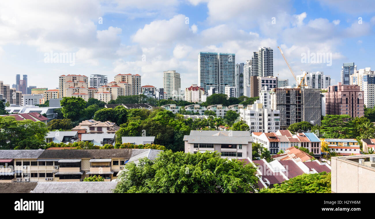 Stadtbild von Singapur City Skyline Blick Süd-Ost, Singapur Stockfoto