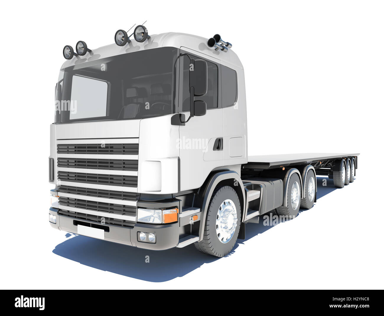 LKW mit Auflieger Plattform Stockfoto