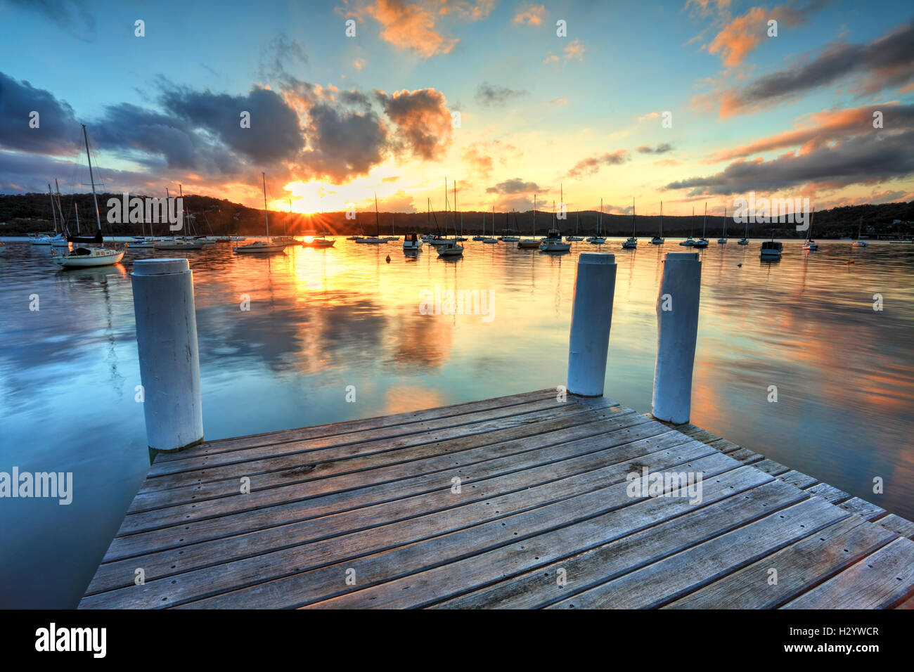 Sonnenuntergang am Punkt Frederocl wharf Stockfoto