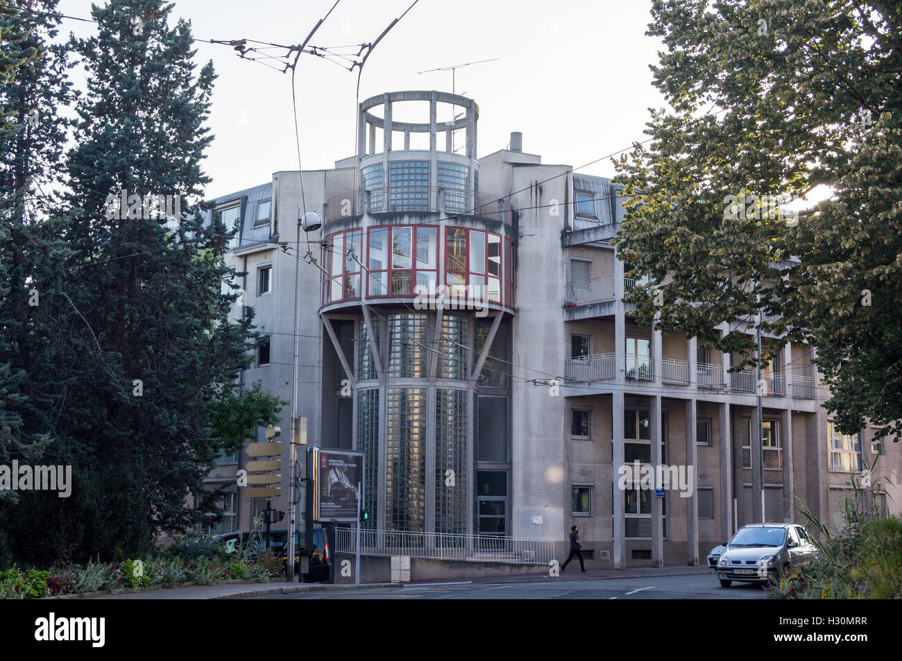 Appartementhaus im High-Tech-Stil, Rue Laxou, Nancy, Meurthe-et-Moselle, Frankreich Stockfoto