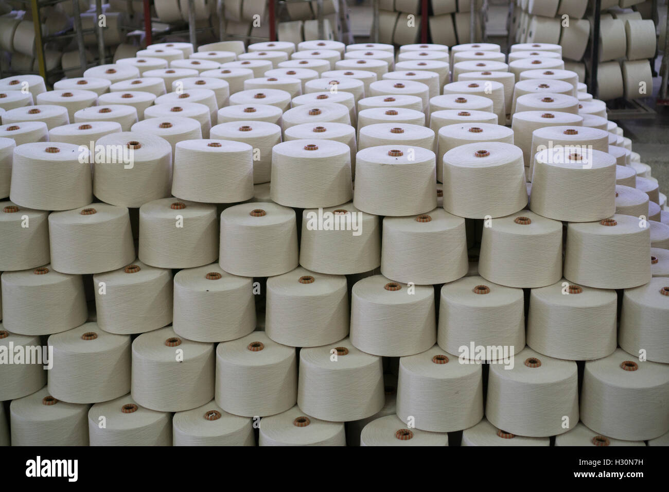 Baumwolle Spulen im Inneren Baumwollspinnerei Multan Pakistan Stockfoto