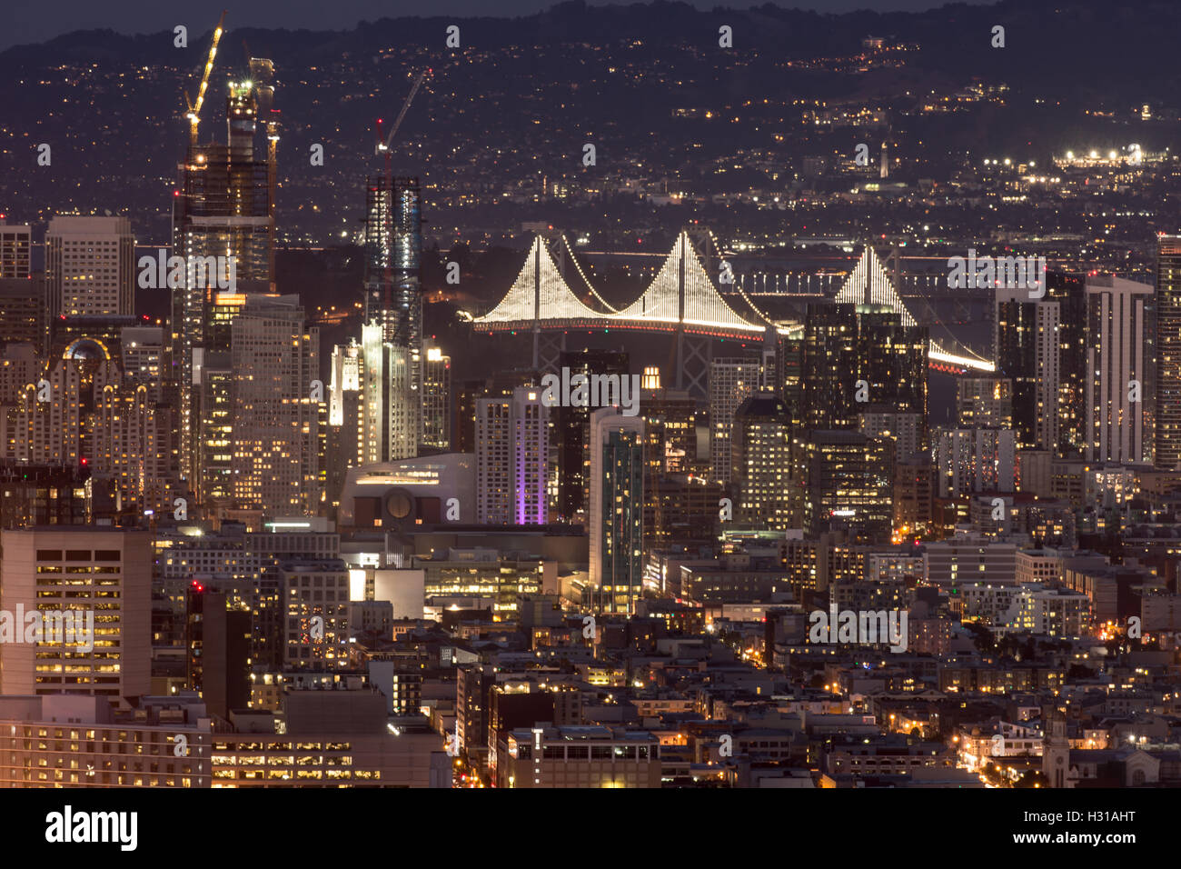 San Francisco City Lights von Twin Peaks Stockfoto