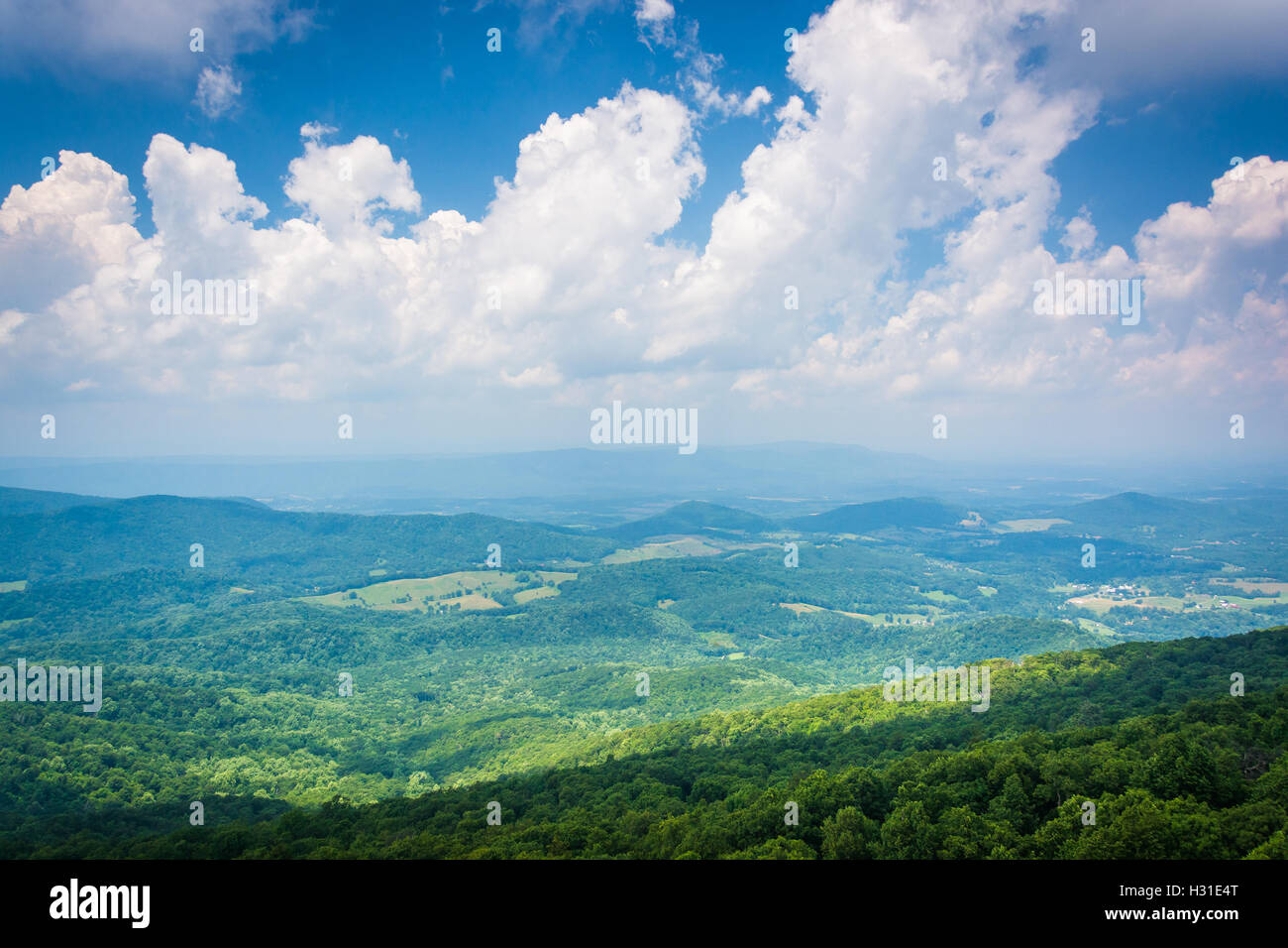 Blick vom südlichen Marshall auf dem Appalachian Trail im Shenandoah-Nationalpark, Virginia. Stockfoto