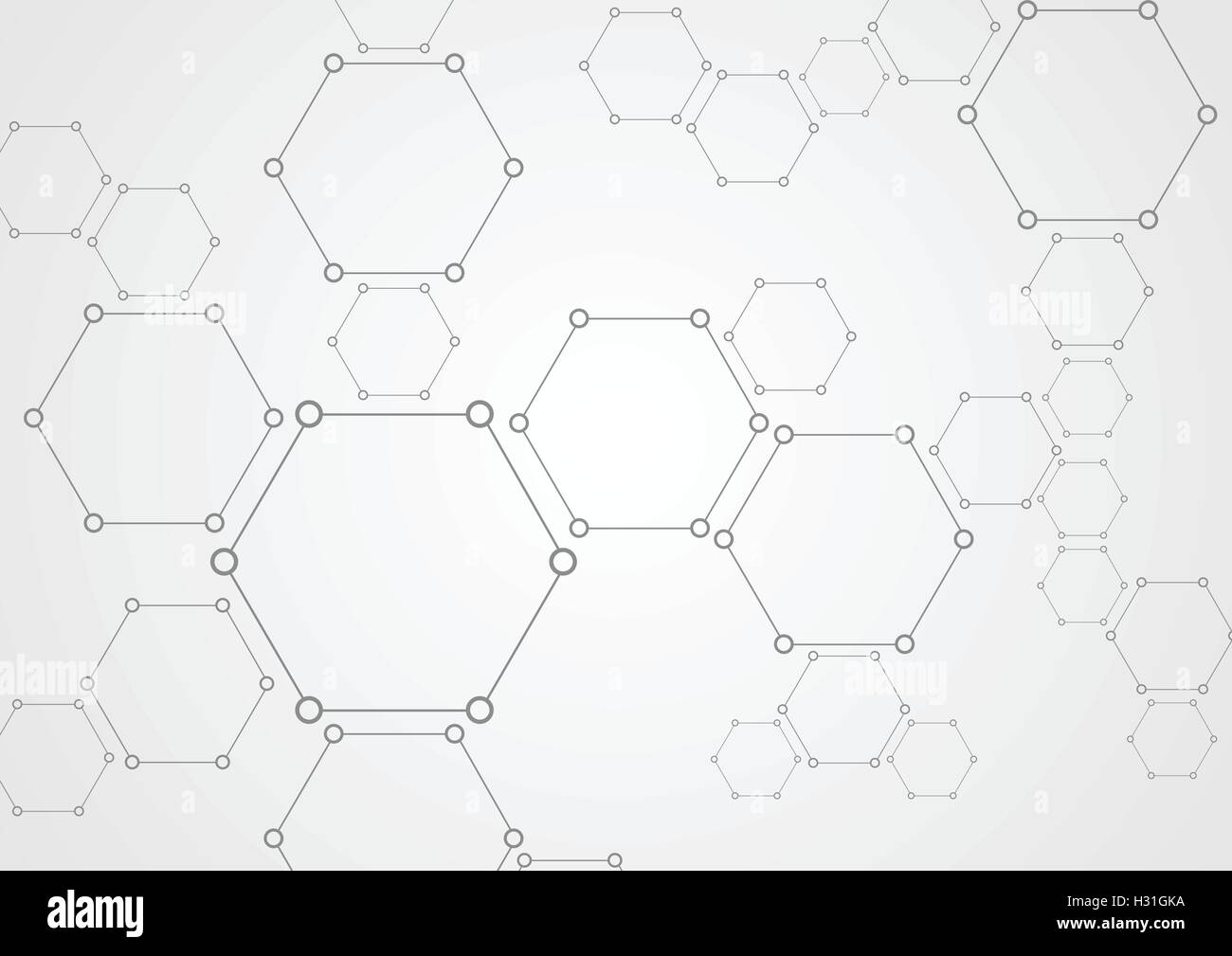 Molekulare Sechsecke Struktur abstrakten technischen Hintergrund. Licht grau Vektor Medizintechnik Stock Vektor