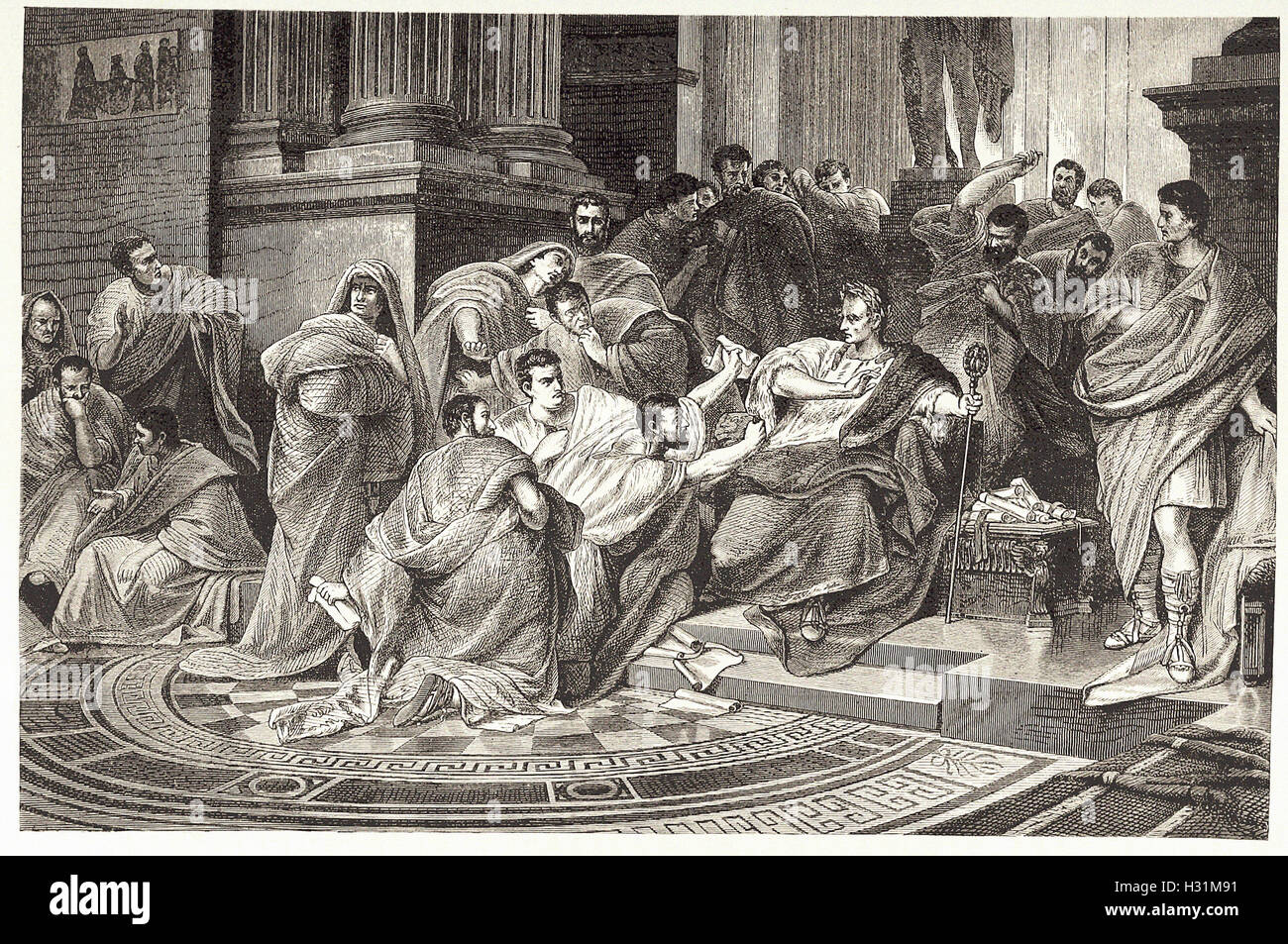 Ermordung von JULIUS CAESAR - aus "Cassell es illustrierte Universal-Historie - 1882 Stockfoto