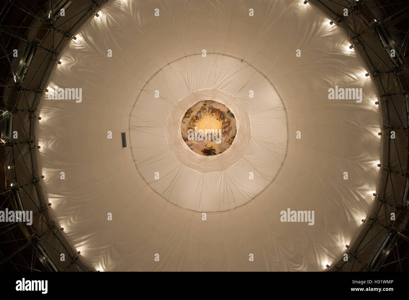 Renovierung, in Zelten rund um die Capitol Rotunde Decke in Washington DC. Stockfoto