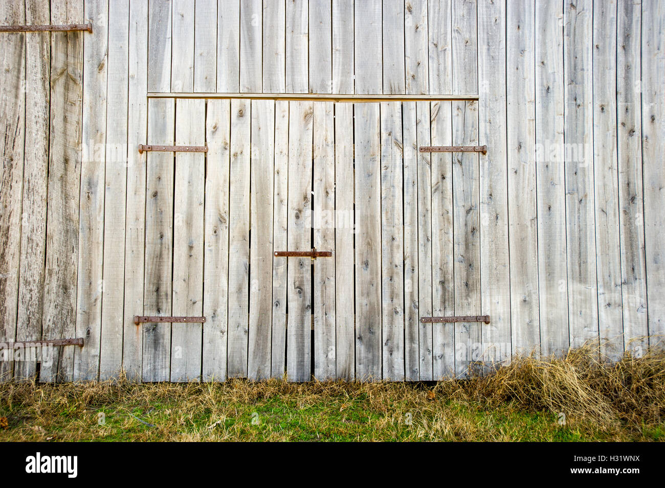 Scheunentore gemacht aus hellem Holz auf einer Farm in Maryland Stockfoto
