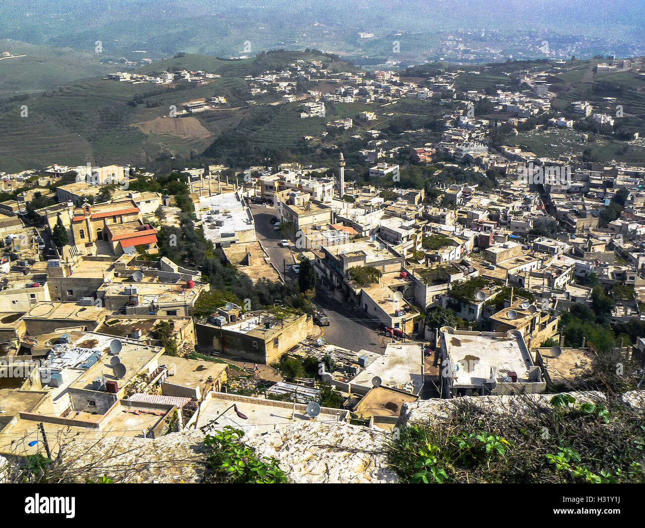 Burg Krak des Chevaliers, Quala'a Tal-Husn von oben, Syrien 2008 Stockfoto