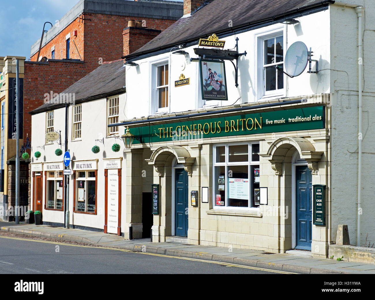 Die großzügige Brite Pub, Melton Mowbray, Leicestershire, England UK Stockfoto