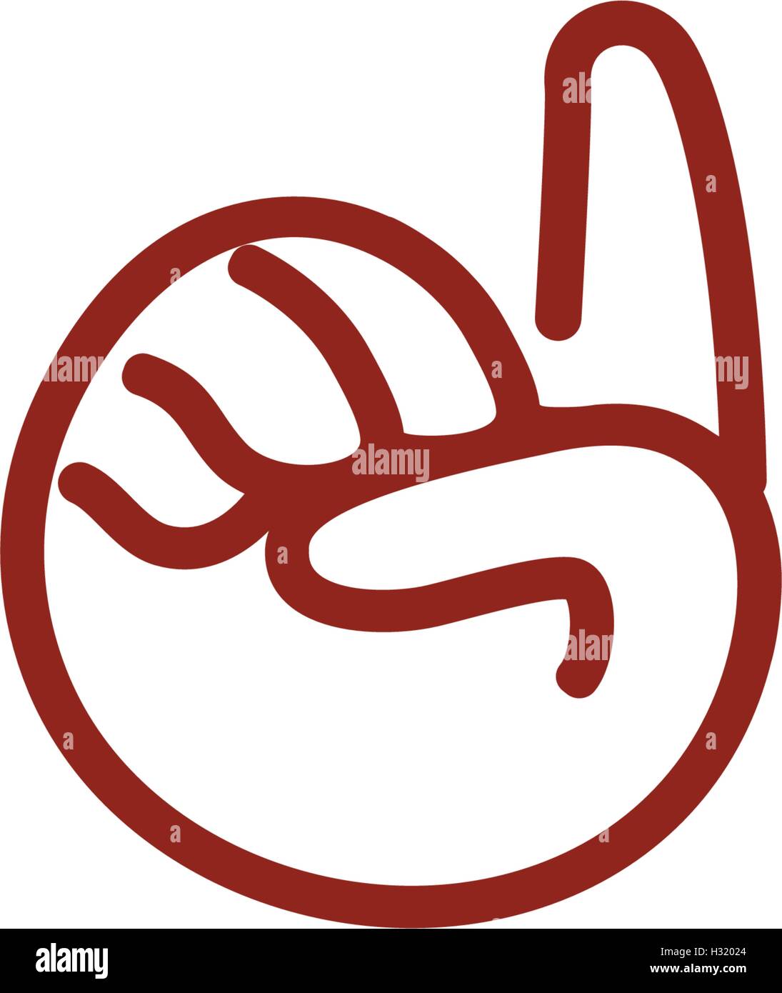 Isolierte abstrakt braun Zeigefinger Kontur Logo zeigen. Menschliche Hand Schriftzug. Geste Sprache Zeichen. Cursorsymbol. Computer-Element. Achtung-Symbol. Vektor-Illustration. Stock Vektor