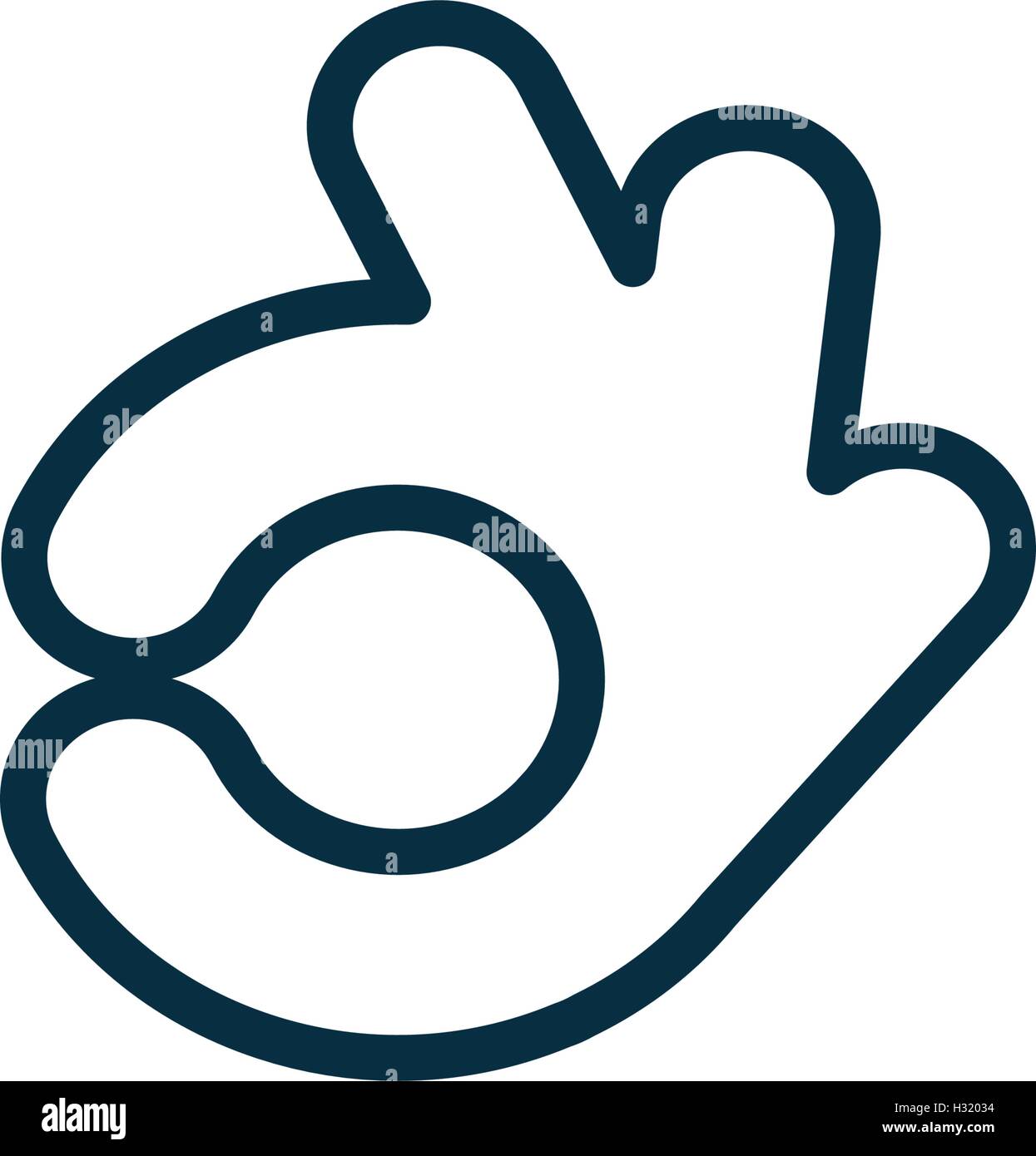 Isolierte abstrakte Rücken und weißen Farbe ok Logo. Menschliche Hand Kontur Schriftzug. Genehmigung Geste Zeichen. Symbol für positive Einschätzung. Vektor-illustration Stock Vektor