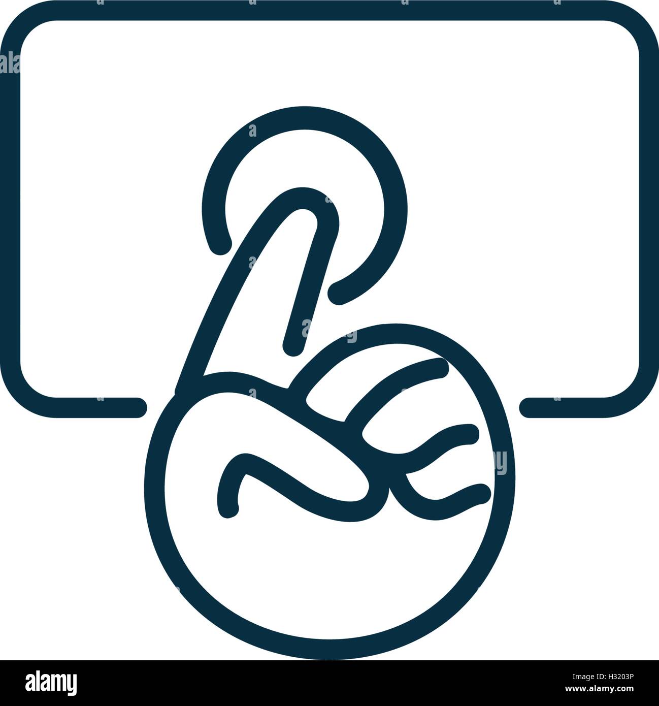 Isolierte abstrakte schwarz-weiß menschliche Hand-Logo. Zeigenden Finger Schriftzug. Taste Zeichen. Cursor-Klick-Symbol. Computer digital Element. Wahl-Symbol. Vektor-Illustration. Stock Vektor