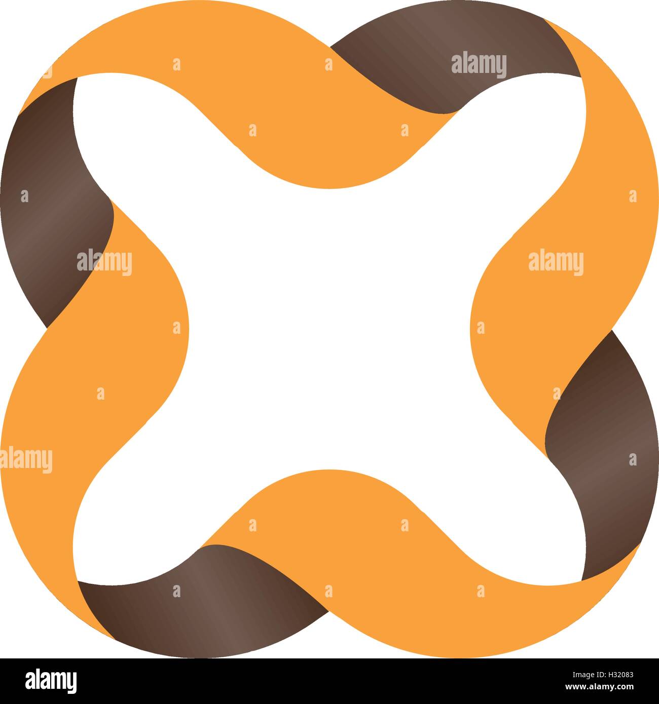 Isolierte orange Farbe skizziert Kreuzsymbol. Vektor-Illustration. Multiplikationszeichen. Wellenlinien Element. Alphabetischen Buchstaben X. Stock Vektor