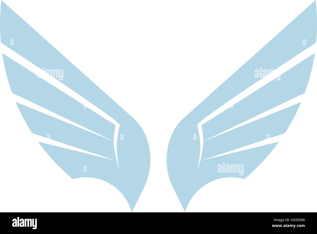 Isolierte abstrakt blau Vogel-Element-Logo. Flügel mit Federn Schriftzug ausbreitet. Flug-Symbol. Luftzeichen. Vektor-Illustration. Airline-Symbol. Stock Vektor