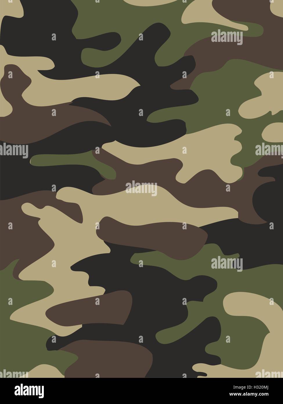 Camouflage-Muster Hintergrund nahtloser Vektor-Illustration. Klassische Kleidungsstil Maskierung Camo wiederholten Druck. Grün-braun-schwarz Stock Vektor