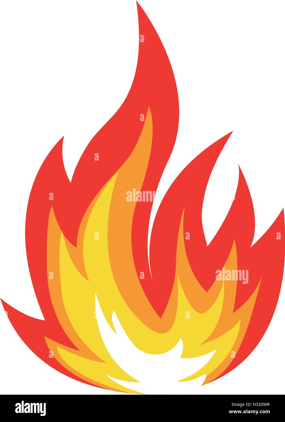 Abstrakt rot-orange Farbe Feuer Flamme Logo auf weißem Hintergrund isoliert. Lagerfeuer-Logo. Scharfes Essen-Symbol. Hitze-Symbol. Heiße Energie Zeichen. Vektor-Illustration. Stock Vektor