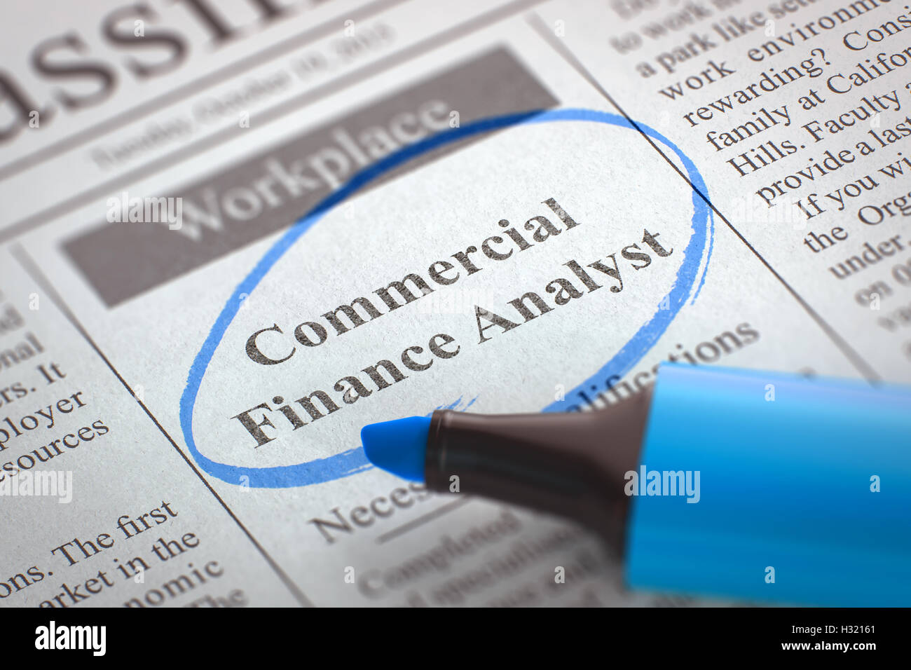 Wir suchen Commercial Finanzanalyst. 3D Stockfoto