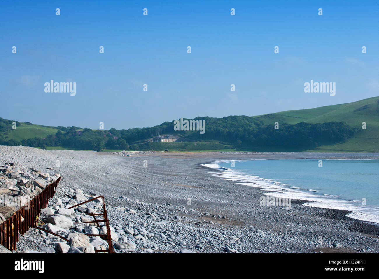 Tan Y Bwich Strand mit Herrenhaus in Aberystwyth Ceredigion Wales UK Stockfoto