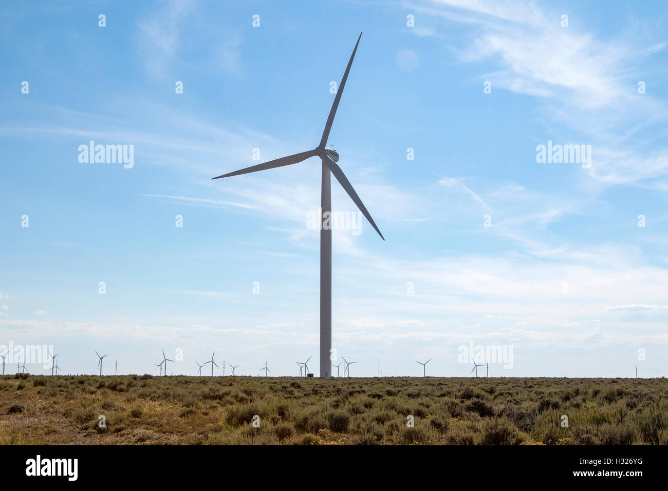 Windenergieanlagen Windenergieanlagen in einem Windpark in Iowa. Stockfoto
