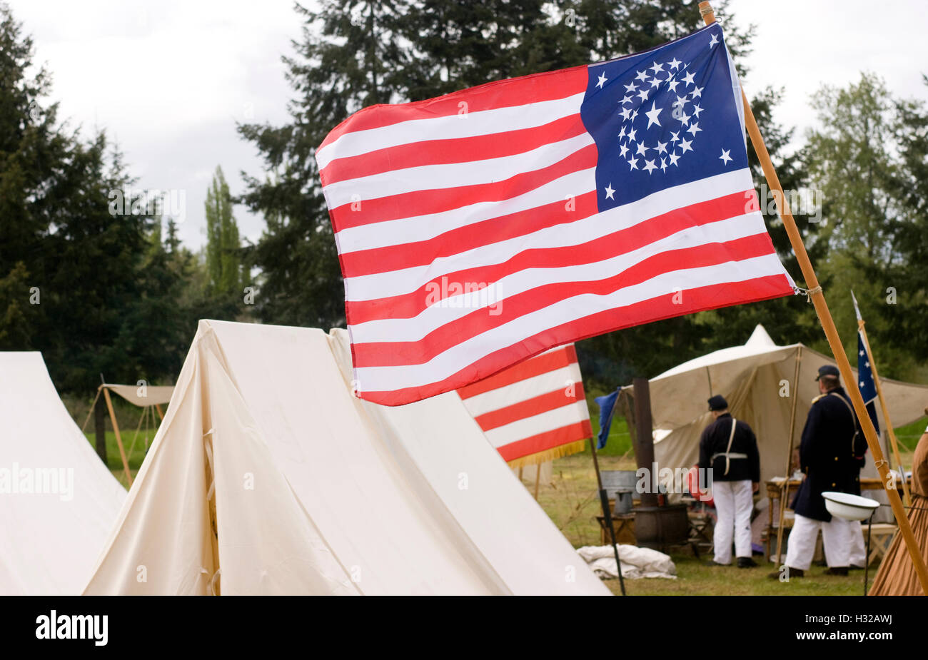Camp-Nationalflagge Stockfoto