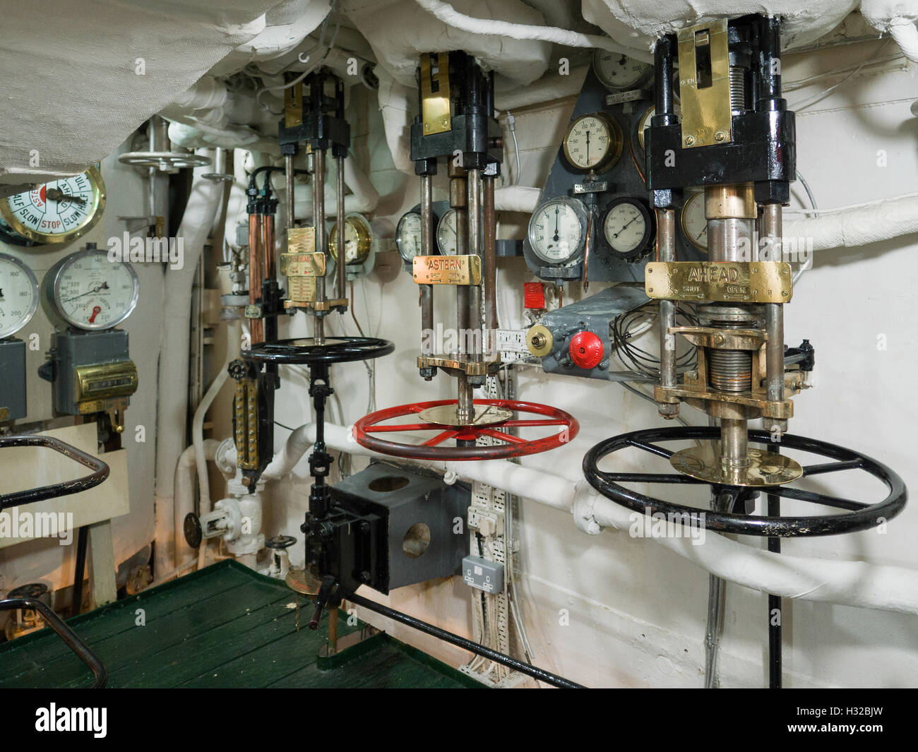 Druckventile auf HMS Belfast Stockfoto