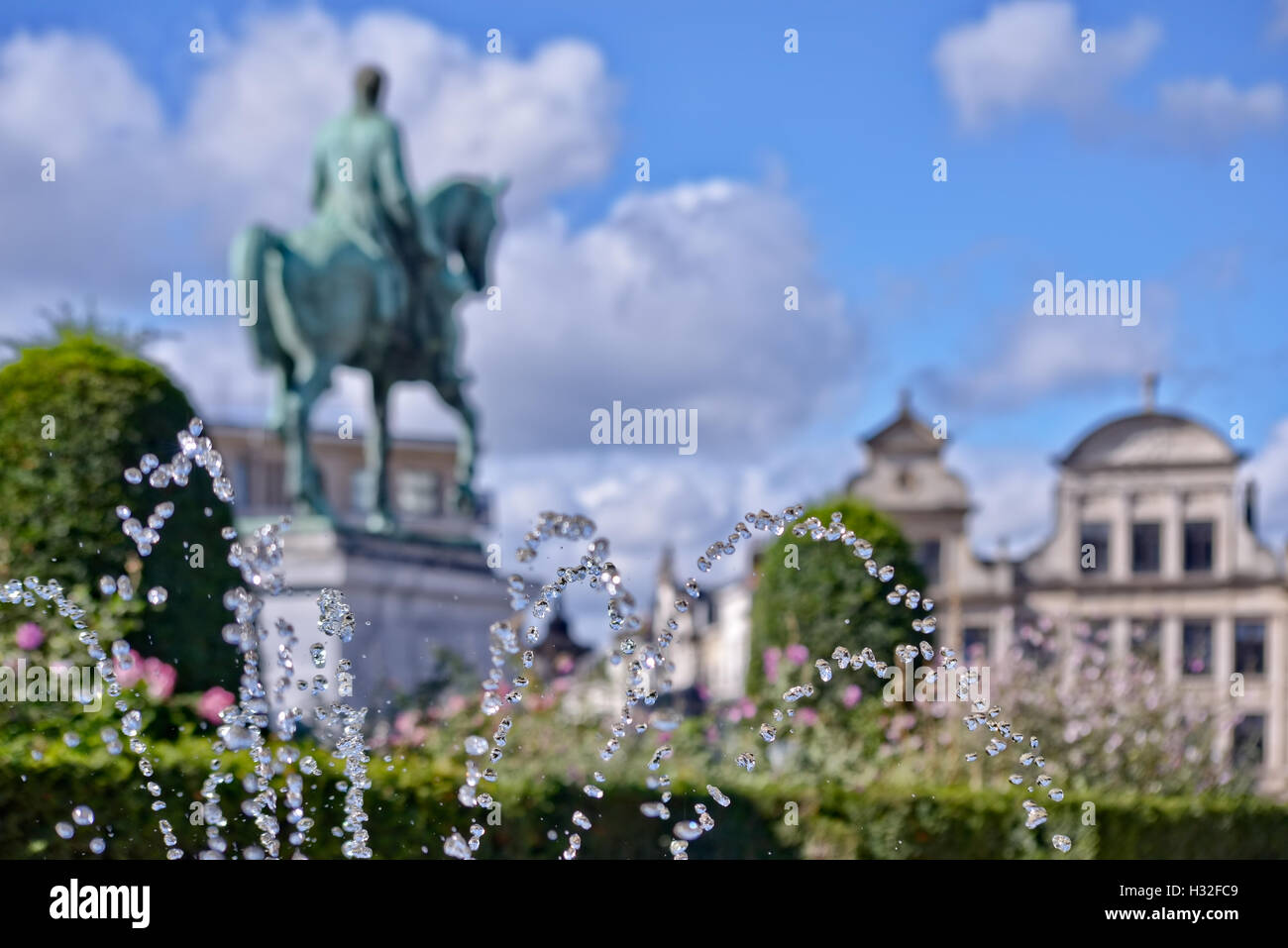 Mont des Arts Park mit Brunnen in Brüssel, Belgien Stockfoto