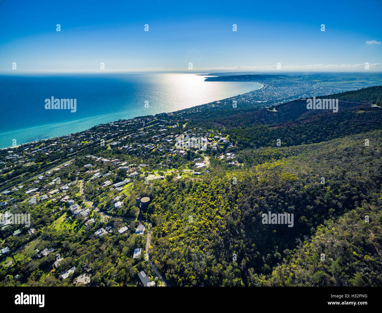Luftaufnahme der Mornington-Halbinsel Arthurs Seat entnommen. Melbourne, Victoria, Australien Stockfoto
