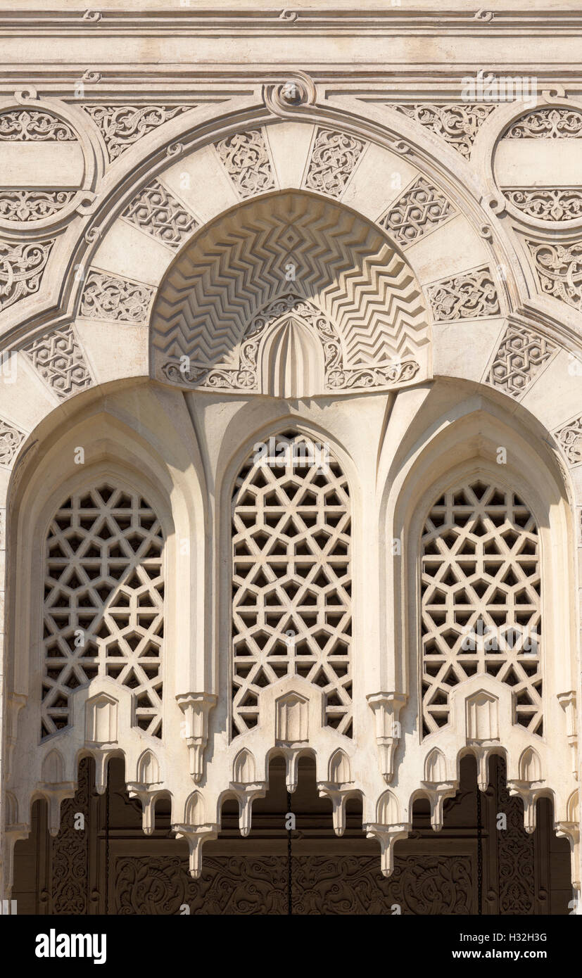 Detail der Fassade, Abu al-Abbas (oder Abu'l-Abbas) al-Mursi-Moschee, Alexandria, Ägypten Stockfoto