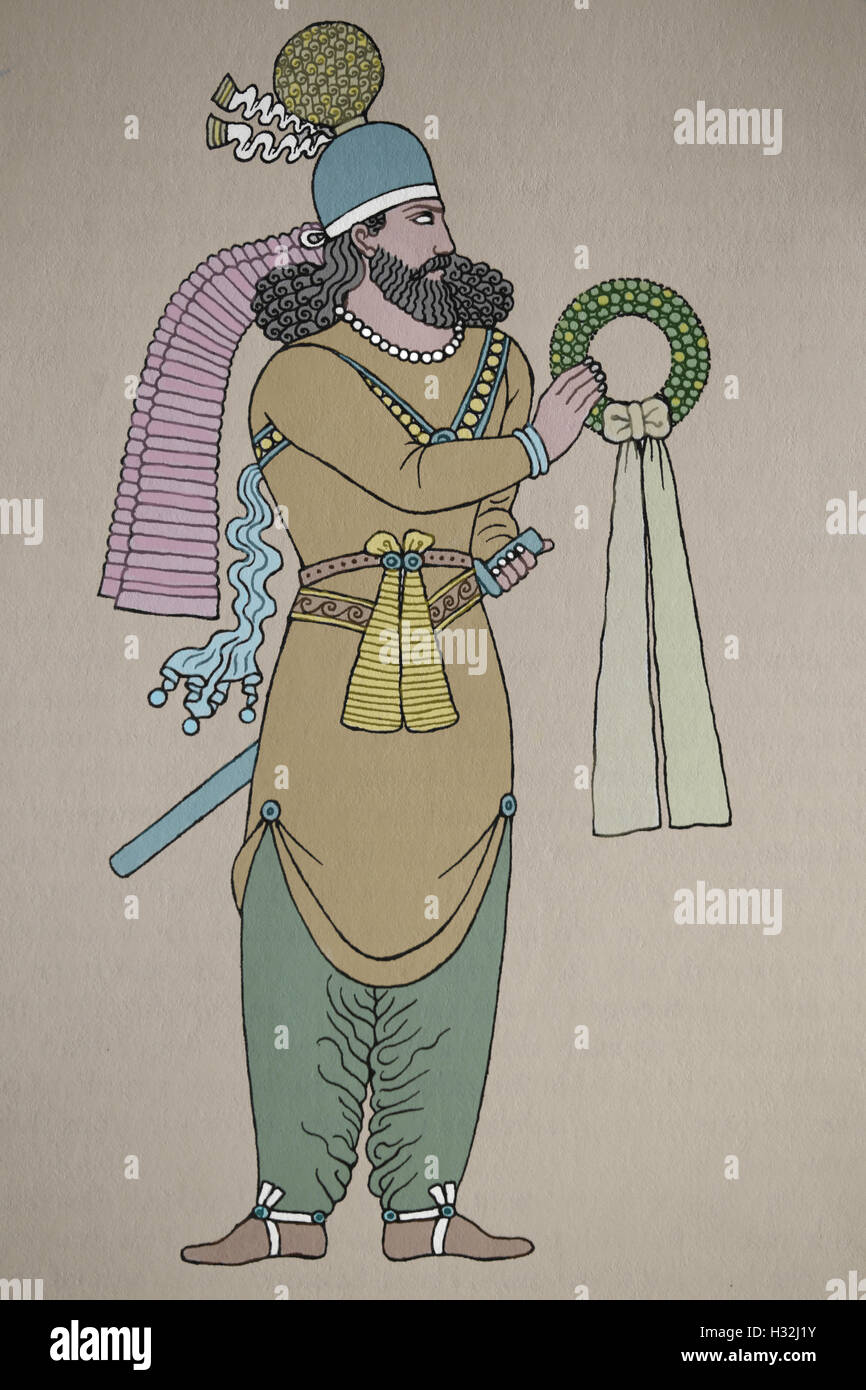 Persien. Sassanid Periode. Monarch Ardashir II (379-383 n. Chr.). Gravur. Farbe. Stockfoto