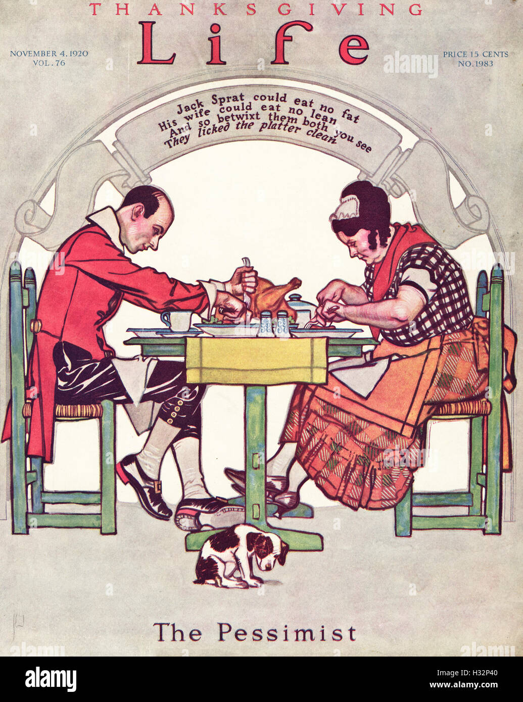 Leben Thanksgiving 4. November 1920 aus original alten Vintage American Magazin-cover Stockfoto